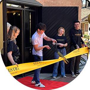 Public relations and marketing ribbon cutting